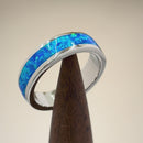 Sterling Silver 5.5mm Blue Lab Opal Eternity Band Ring
