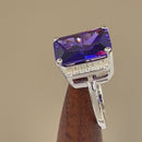 Sterling Silver Amethyst Radiant Cut CZ Ring
