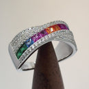 Sterling Silver Multicolor CZ Twist Ring