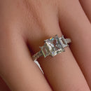 Sterling Silver 3 Stone CZ Engagement Ring