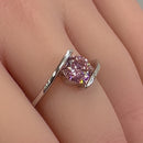 Sterling Silver Round Bezel Pink CZ Ring