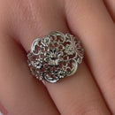 Sterling Silver Intricate Flowers Ring