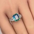 Sterling Silver Bicolor Blue Green Ombre CZ Ring