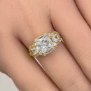 Sterling Silver Yellow Gold Plated Classic Princess, Emerald & Round Cut Clear CZ Ring