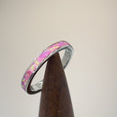 Sterling Silver Seamless Pink Lab Opal Ring