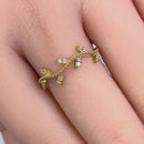 Solid 14K Yellow Gold Vine 0.14 ct. Diamond Ring
