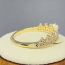 Solid 14K Yellow Gold Princess Crown Diamond Ring