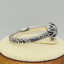 Sterling Silver Floral Rainbow Topaz CZ Ring