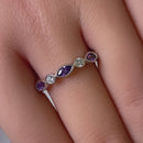 Sterling Silver Round & Marquise Amethyst CZ Eternity Ring