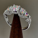 Sterling Silver Regal Round Cut Iridescent Rainbow CZ Ring