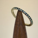 Solid 14K Yellow Gold Eternity Blue Sapphire CZ Ring