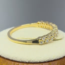 Solid 14K Yellow Gold Beads & Round Cut CZ Ring