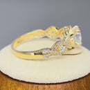 Solid 14K Yellow Gold Regal Twist Halo Round CZ Engagement Ring