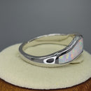 Sterling Silver White Lab Opal Abstract Wave Ring