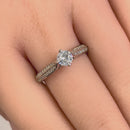 Sterling Silver Petite Pave Round Cut Clear CZ Engagement Ring