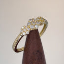 Solid 14K Yellow Gold Flower Cluster Diamond Ring