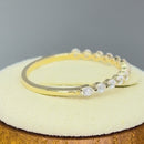 Solid 14K Yellow Gold Row Round Clear CZ Ring