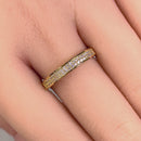 Solid 14K Yellow Gold Double Row CZ Ring