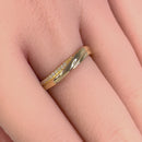 Solid 14K Yellow Gold Elegant Curve Diamond Ring