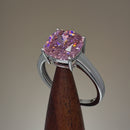 Sterling Silver Cushion Cut Pink CZ Ring