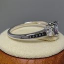 Sterling Silver Heart Rainbow Topaz CZ Ring