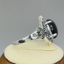 Sterling Silver Victorian Oval Black Onyx Marcasite Ring