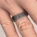 Sterling Silver Diamond Line Pattern Ring