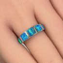 Sterling Silver 5 Lab Opal Ring