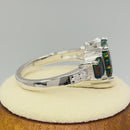 Sterling Silver Square Black Lab Opal CZ Ring