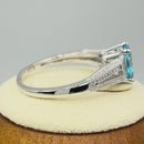 Sterling Silver Aqua Blue Oval Cut CZ Ring