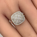 Sterling Silver 14.0mm Cushion CZ Cluster Ring