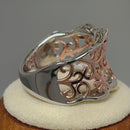 Sterling Silver Rose Gold Two Tone Flowers Ring