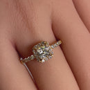 Solid 14K Gold Princess Halo CZ Ring