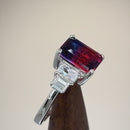 Sterling Silver Bicolor Blue Ruby Ombre CZ Ring