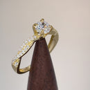 Solid 14K Yellow Gold Round Cut Twist Engagement Ring