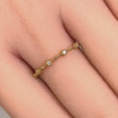 Solid 14K Yellow Gold Thin Half Eternity Pattern Stackable Diamond Ring