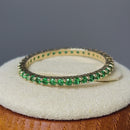Solid 14K Yellow Gold Eternity Green CZ Ring