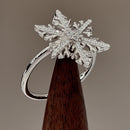 Sterling Silver Winter Snowflake Clear CZ Ring