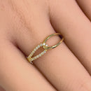 Solid 14K Yellow Gold String Knot Round CZ Ring