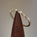 Solid 14K Yellow Gold Half Eternity Clear Marquise & Round Cut CZ Engagement Band