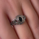 Sterling Silver Austere Oval Cut Black CZ Ring