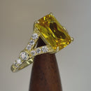 Sterling Silver Large Yellow Emerald Cut CZ Ring