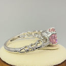 Sterling Silver Swirl Design Pink and Clear CZ Ring