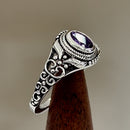 Sterling Silver Austere Oval Purple CZ Ring