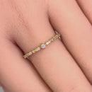 Solid 14k Yellow Gold Simple Round Clear CZ Ring