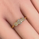 Solid 14K Yellow Gold Flower Cluster Diamond Ring