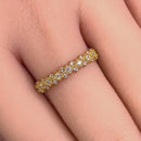 Solid 14K Yellow Gold Elegant Half Eternity Wedding CZ Band