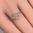 Solid 14K Yellow Gold Cushion Cut Triple CZ Engagement Ring