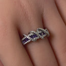 Sterling Silver Exotic Twisted Amethyst & Clear CZ Ring
