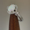 Sterling Silver Elegant White Oval Lab Opal CZ Ring